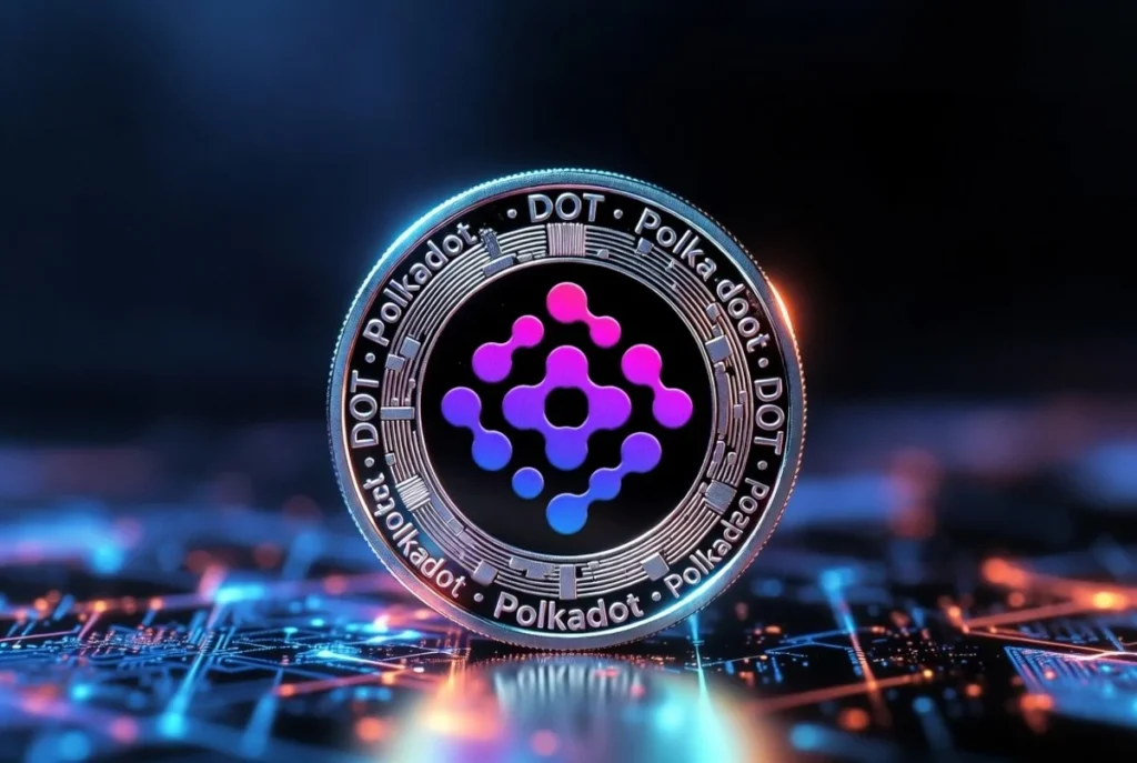 Logo Polkadot DOT illustrant la blockchain interopérable et son potentiel d'investissement en 2026